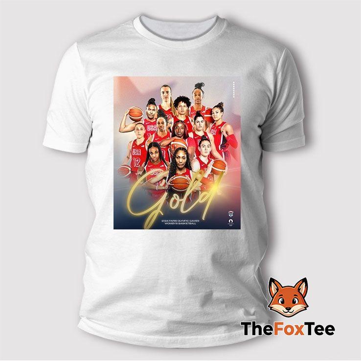 2024-olympic-paris-usa-wins-gold-in-womens-basketball-t-shirt 2024 Olympic Paris, USA Wins Gold in Women’s Basketball T Shirt