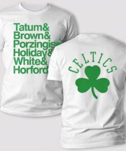 Celtics Player Names Parade Tatum Brown Porzingis Holiday White Horford T Shirt