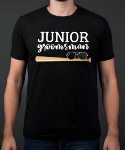 Junior Groomsman T Shirt With Baseball Bat And Sunglasses