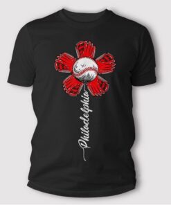 Philadelphia Colorful Baseball Flower Souvenir Tee I Love Philly T-Shirt