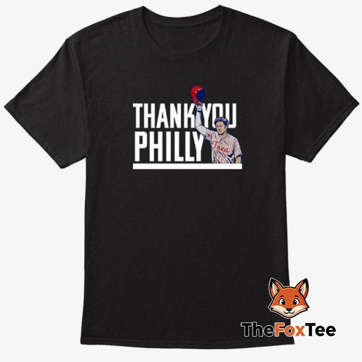 thank-you-philly-t-shirt The Trea Turner Thank You Philly T Shirt is a heartfelt piece of fan apparel that celebrates the strong connection between Trea Turner and the passionate Philadelphia fanbase.